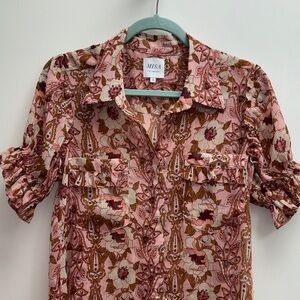 MISA Los Angeles Pink Floral Button-Up Blouse